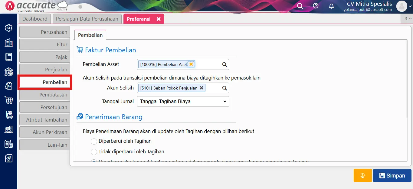 melengkapi bagian pembelian